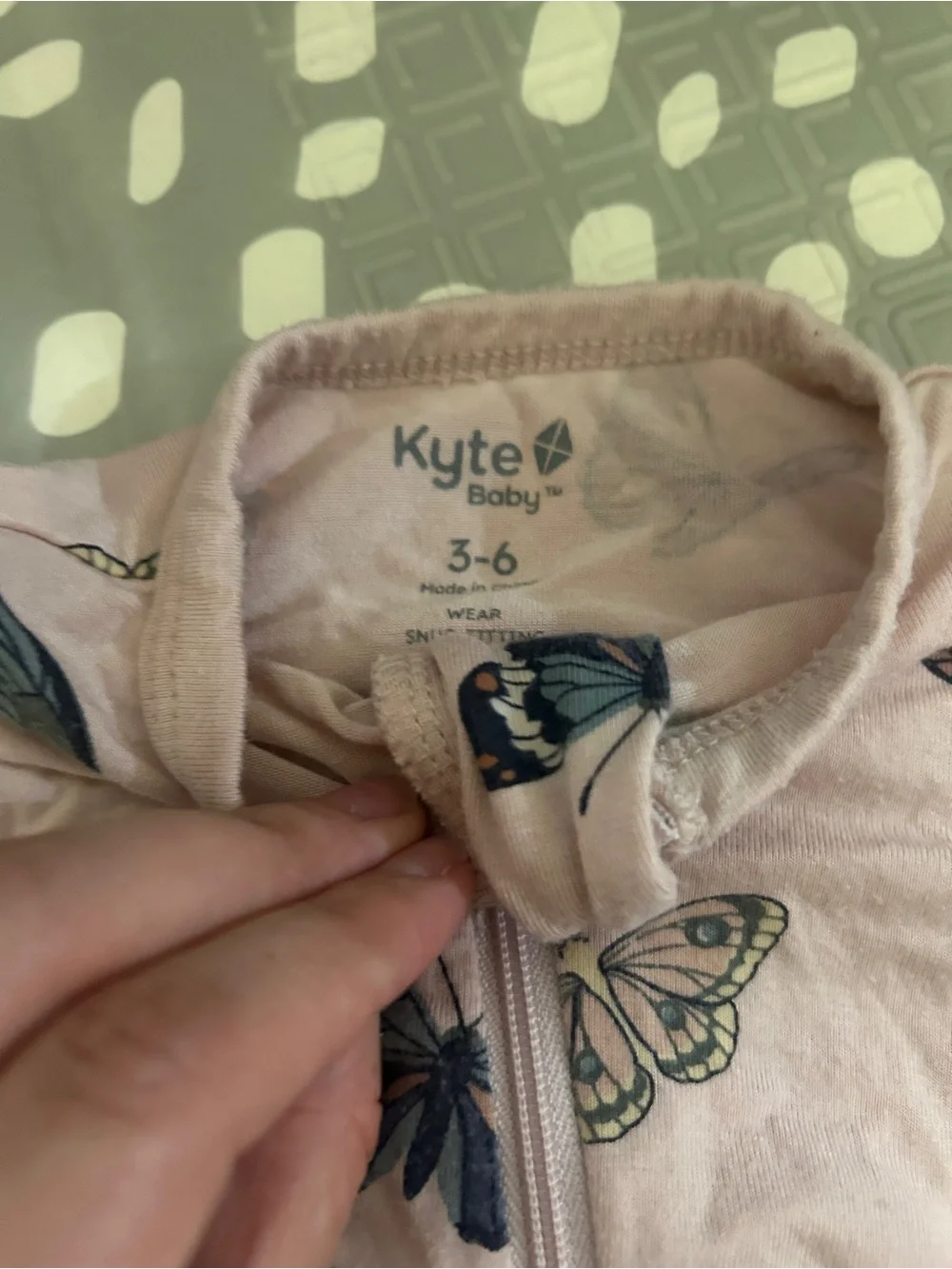 Kyte BABY Blush Butterfly Zipper Footed One-Piece